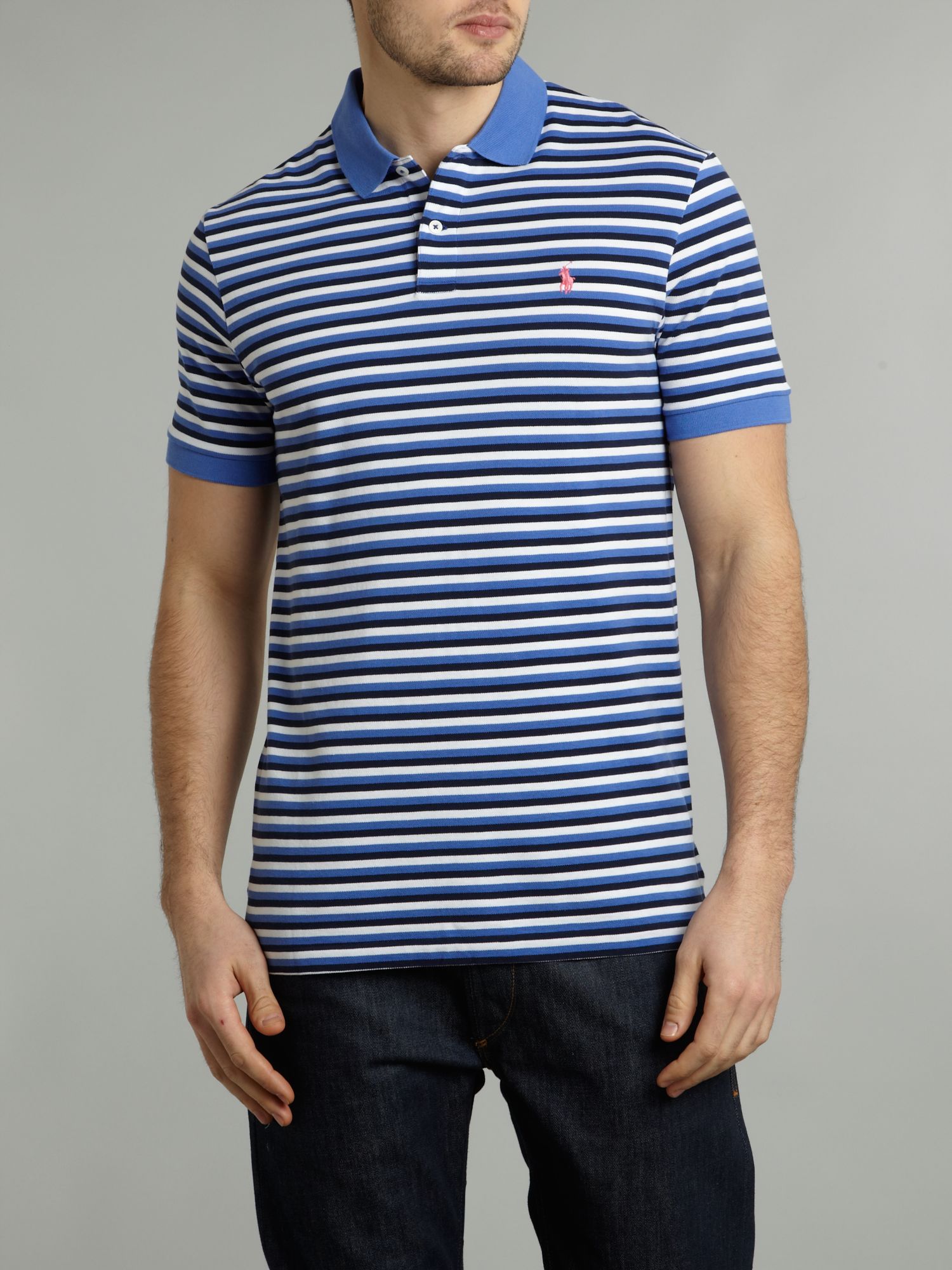Ralph lauren golf Triple Stripe Short Sleeve Polo Shirt in Blue for Men