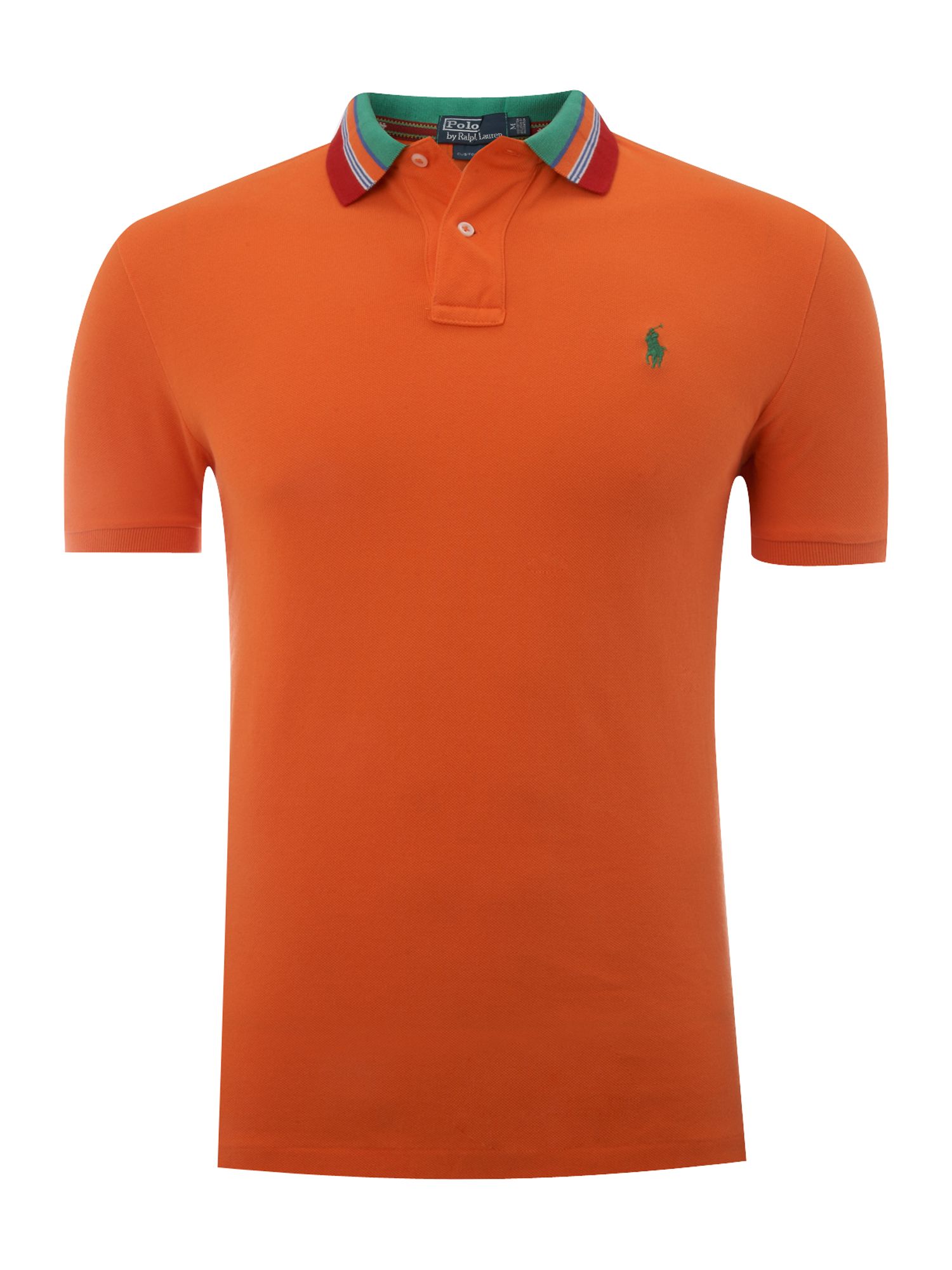 Polo Ralph Lauren Custom Fitted Striped Collar Polo Shirt in Orange for ...