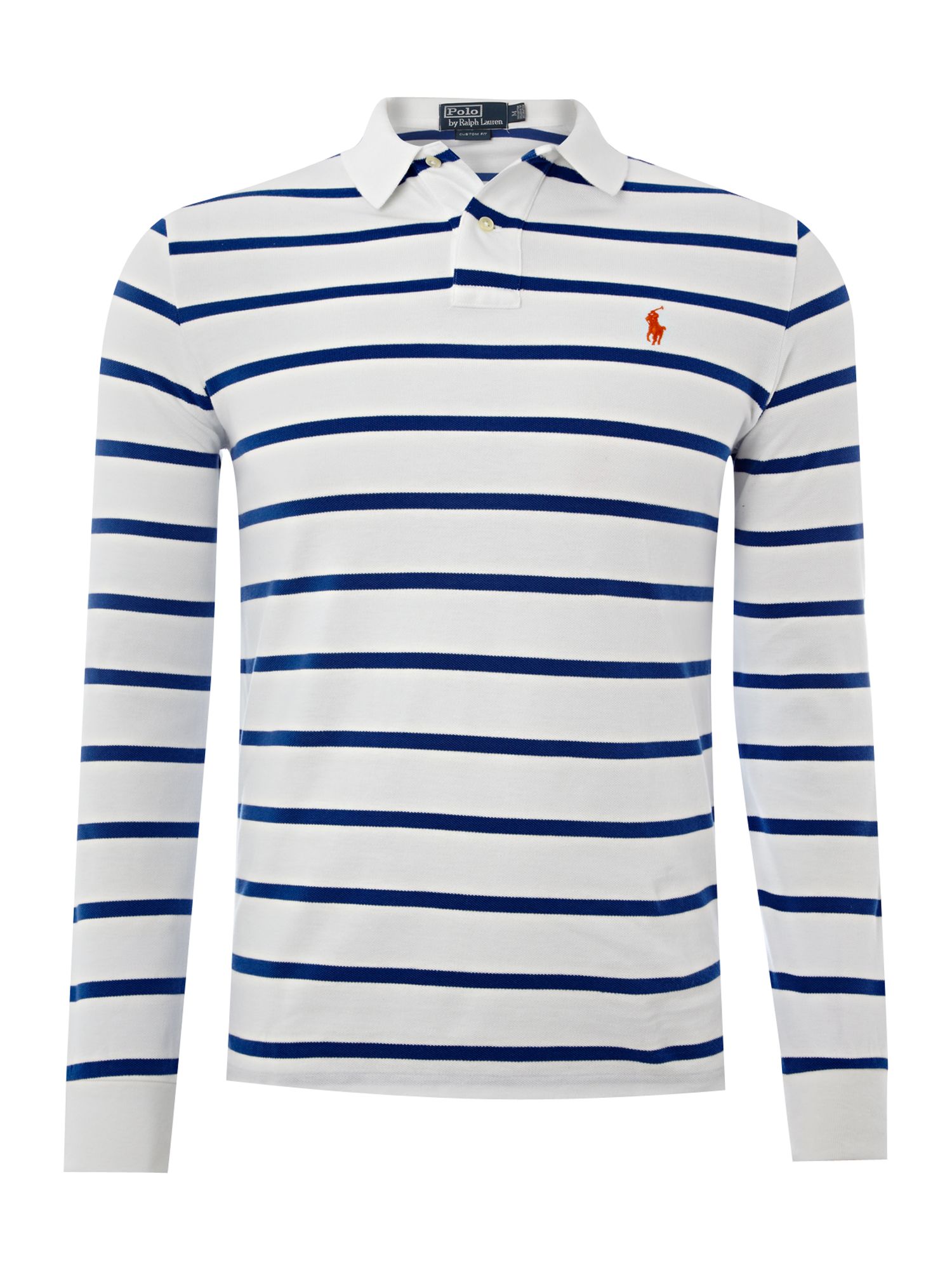 Polo Ralph Lauren Longsleeved Wide Stripe Polo Shirt in White for Men ...