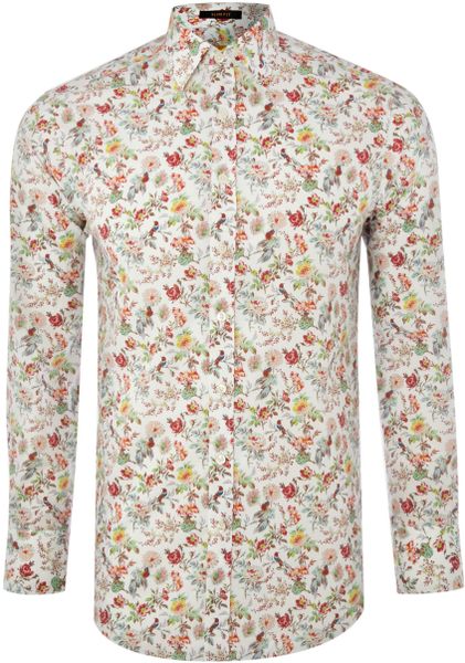 Simon Carter Long Sleeved Floral Bird Print Shirt in Beige for Men ...