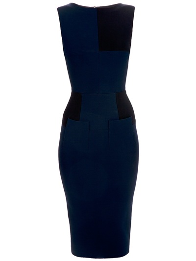 Victoria Beckham Panel Fitted Dress in Blue (navy) | Lyst