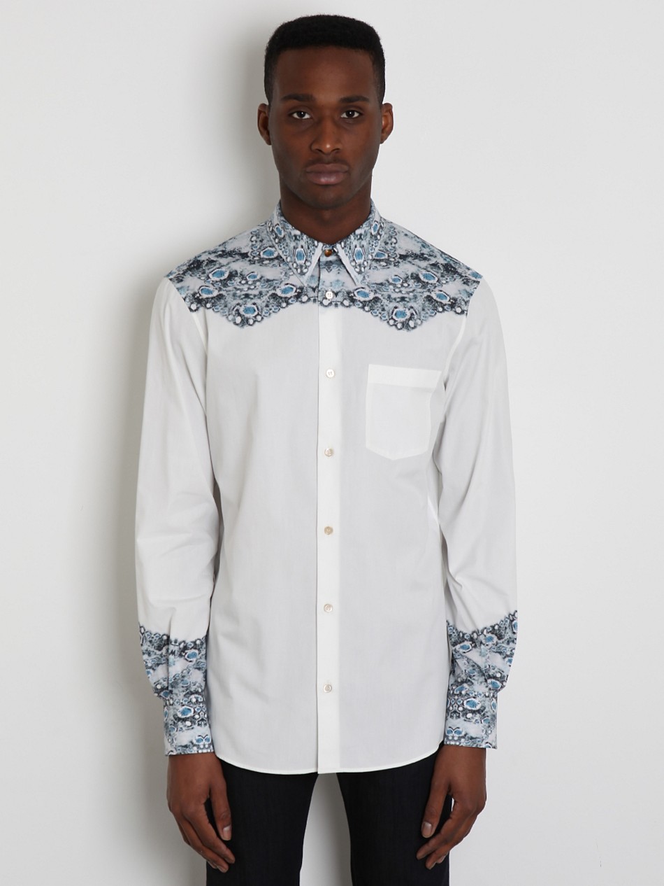 Alexander Mcqueen Print Poplin Shirt in White for Men | Lyst