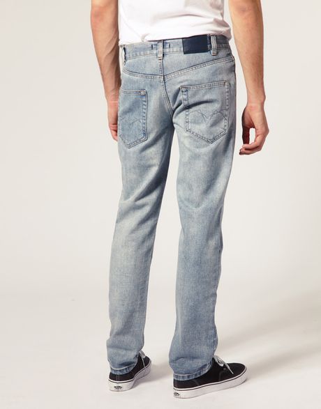 Ash Light Wash Slim Fit Jeans in Blue for Men | Lyst