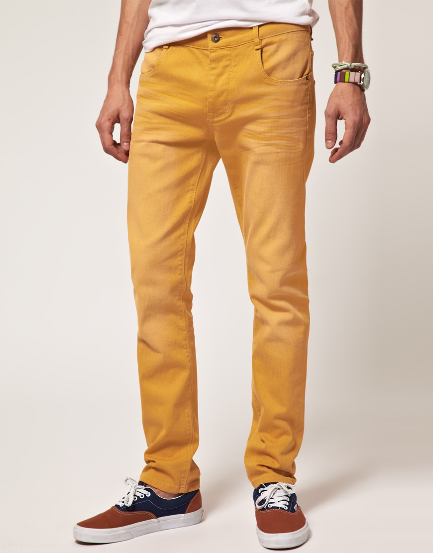 Asos Skinny Jeans in Yellow for Men | Lyst