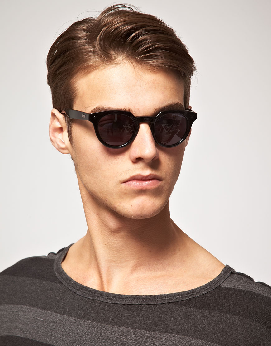 Emporio armani Emporio Armani Round Sunglasses in Black for Men | Lyst
