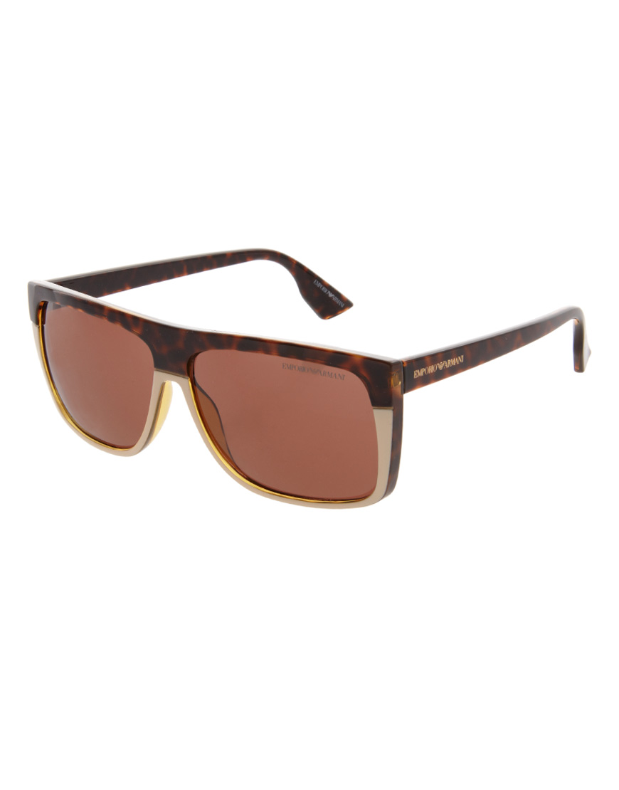 Emporio Armani Emporio Armani Flat Brow Sunglasses in Brown for Men | Lyst