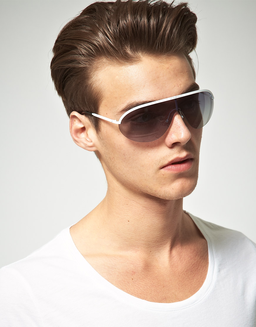 Emporio armani Emporio Armani Visor Sunglasses in White for Men | Lyst