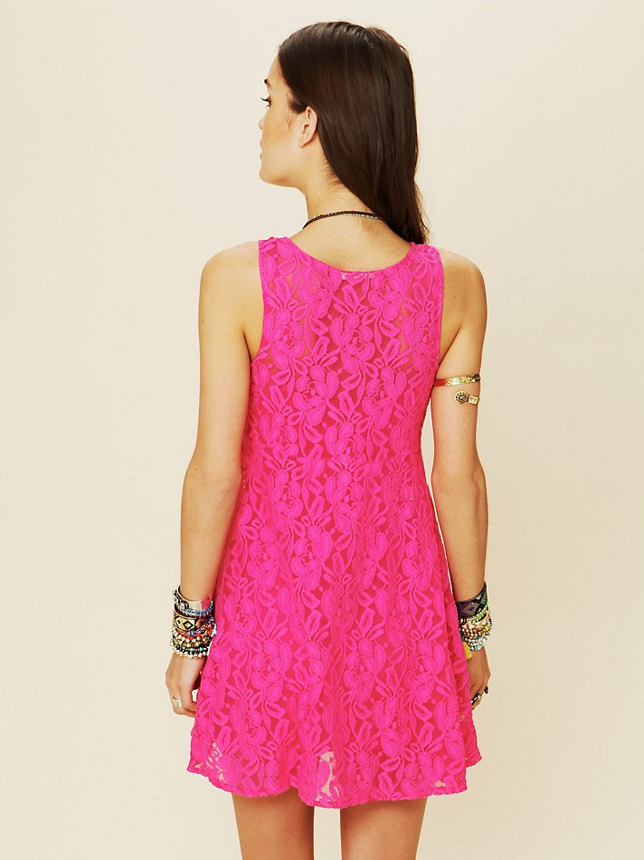 Lyst - Free people Sleeveless Miles Of Lace Dress in Pink