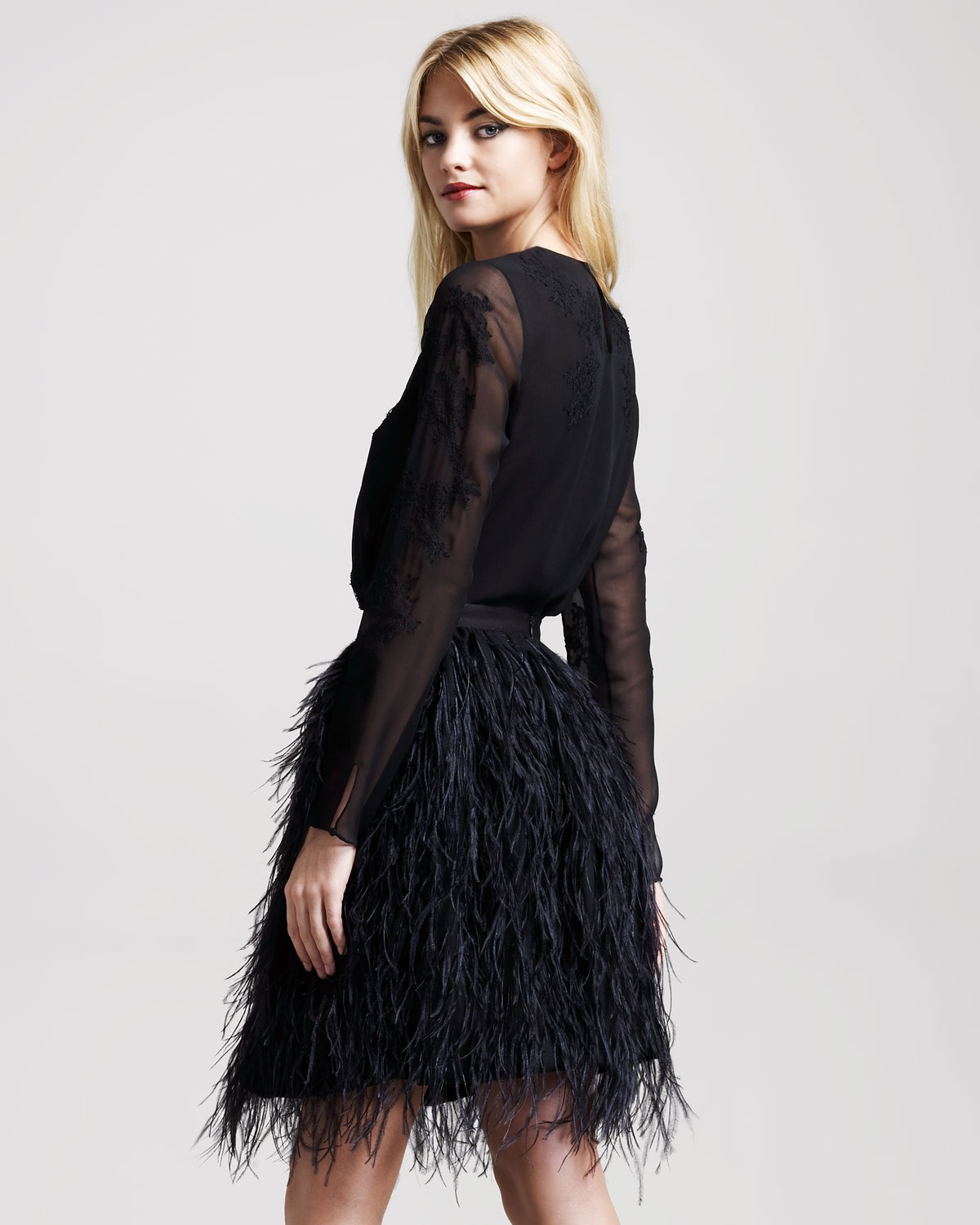 Lyst Jason wu Genuine Ostrich Feather Trim Skirt in Black