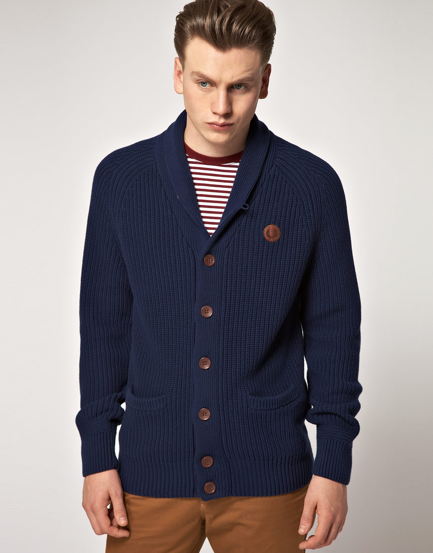 Lyst - Fred Perry Fred Perry Shawl Collar Cardigan in Blue for Men
