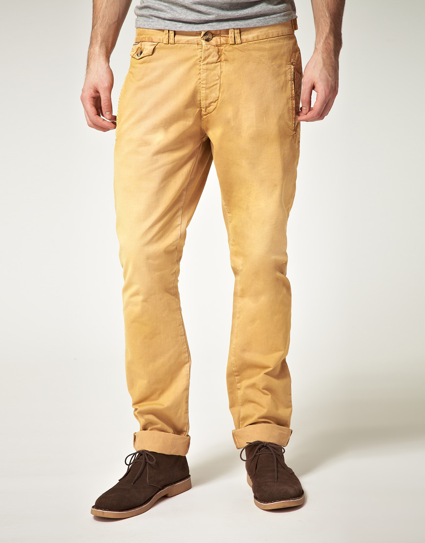Pepe jeans Heritage Wesley Chinos in Yellow for Men | Lyst
