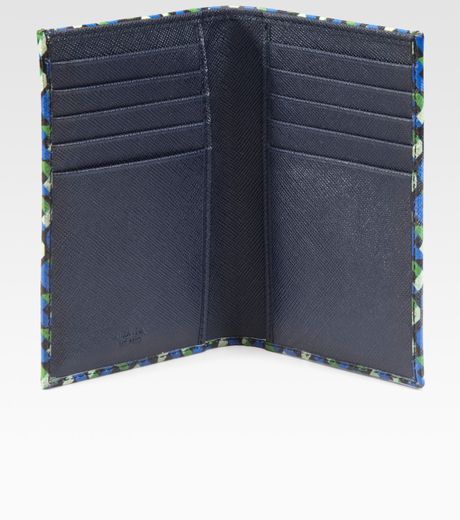 Prada Saffiano Bifold Wallet in Blue for Men | Lyst