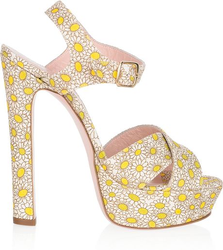 Red Valentino Printed Canvas Platform Sandals in Floral (multicolored ...