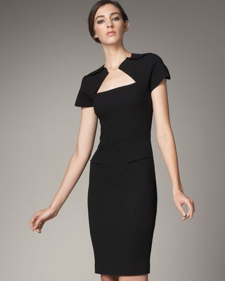 Rm By Roland Mouret Myrtha Wool-crepe Dress in Black | Lyst