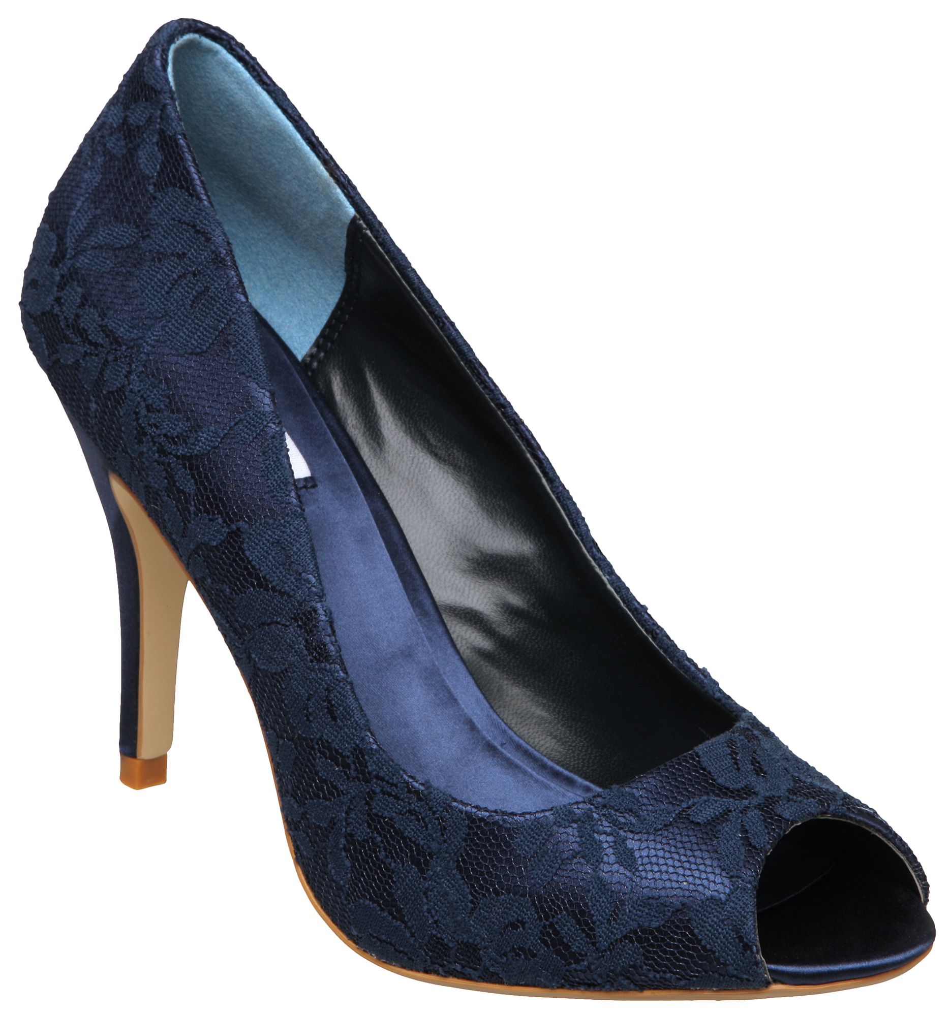 Untold D Alexis U Lace Peep Toe Court Shoes in Blue (navy) | Lyst