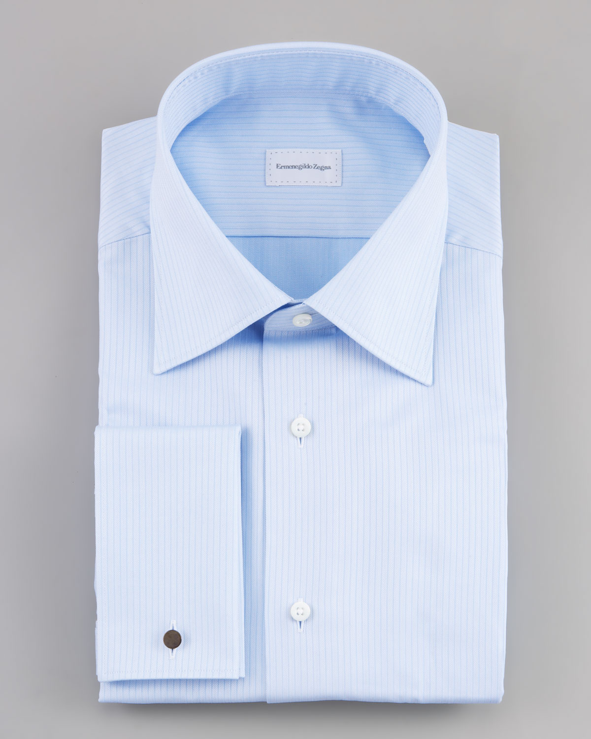 Ermenegildo zegna Frenchcuff Herringbone Dress Shirt in Blue for Men | Lyst
