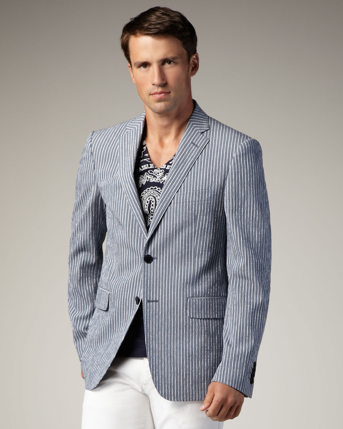 Etro Seersucker Sport Coat in Gray for Men | Lyst