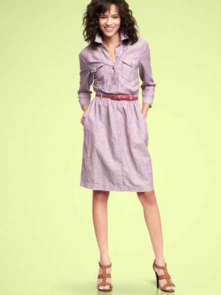 Gap Chambray Shirt Dress in Purple | Lyst