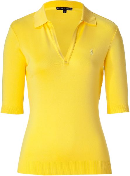 Ralph Lauren Lemon Open Placket Polo Shirt in Yellow (lemon) | Lyst