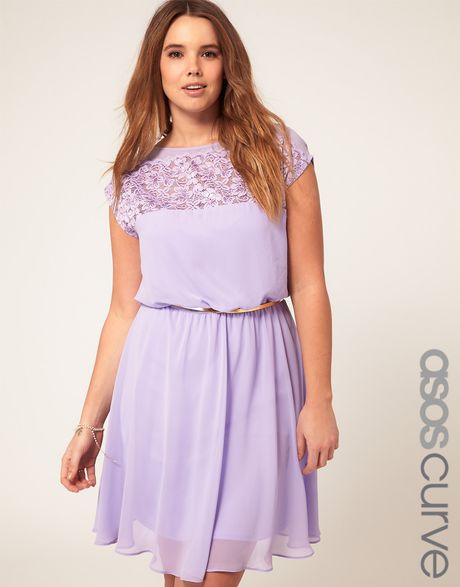 Asos Asos Curve Skater Dress with Daisy Lace in Purple (lilac) | Lyst