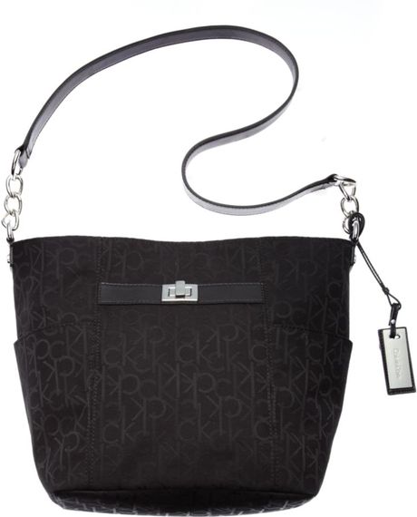 Calvin Klein Nappa Valley Ck Jacquard Messenger Bag in Gray | Lyst