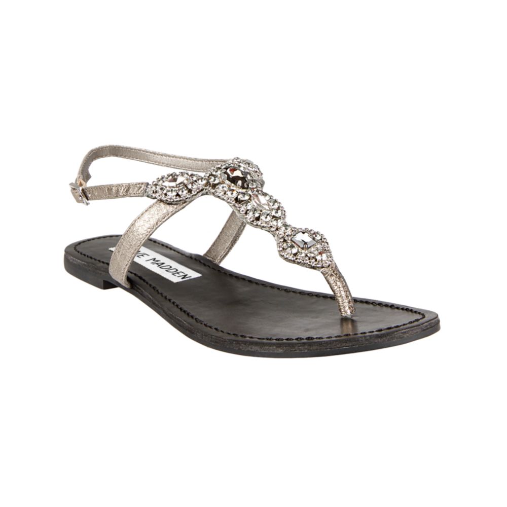 Steve madden Glaare Flat Sandals in Metallic | Lyst