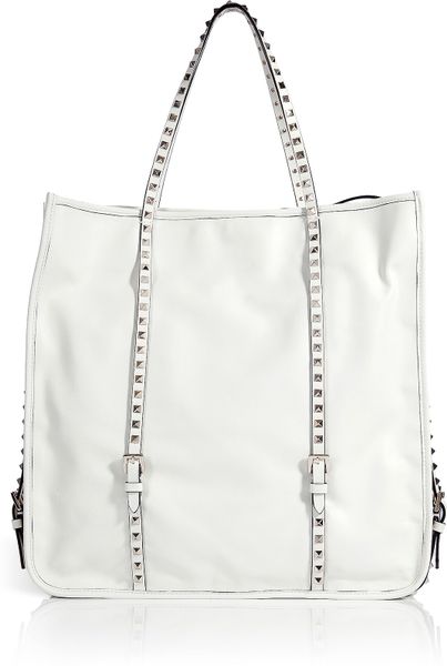 Valentino White Studded Leather Bag in White | Lyst