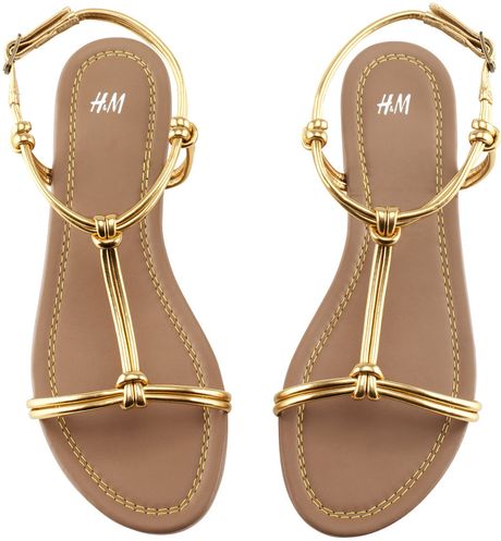 H&m Sandals in Gold | Lyst
