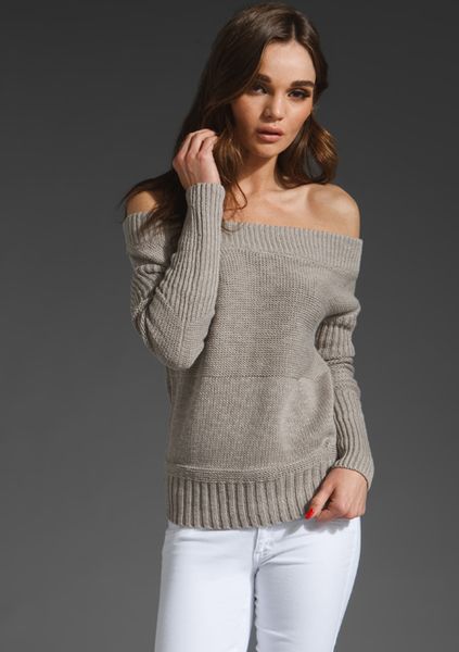 James Perse Off The Shoulder Sweater in Gray (shadow) | Lyst
