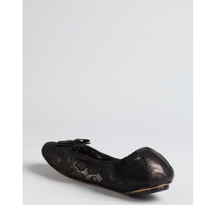 black lace ballet flats