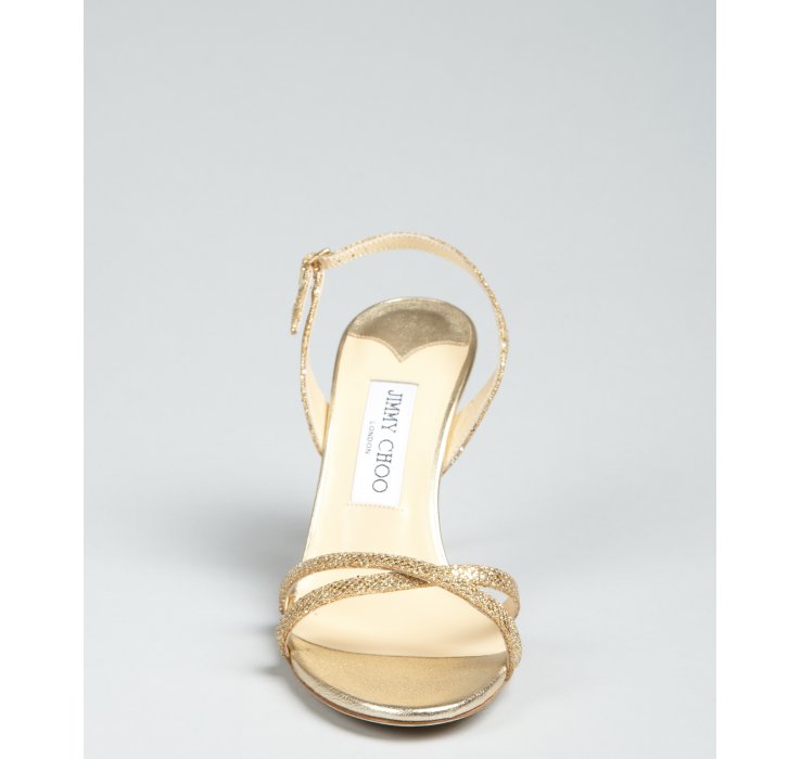 Lyst Jimmy Choo Gold Glitter India Sandals in Metallic