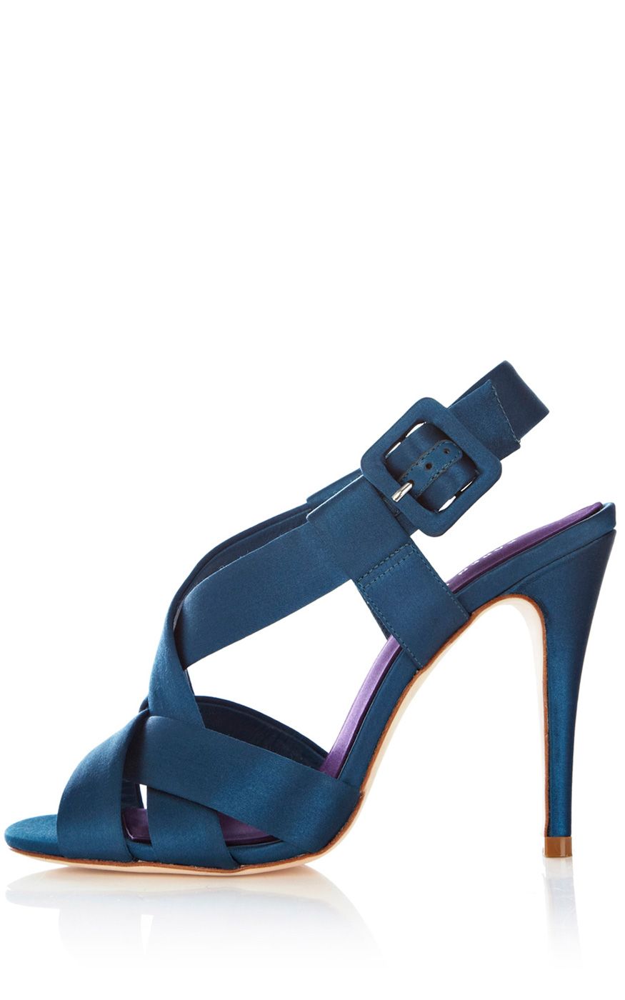 Karen Millen Elegant Satin Sandal in Blue (teal) | Lyst