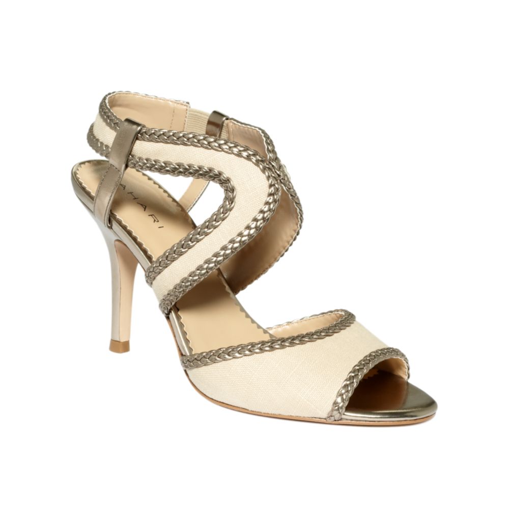 Tahari Lee Anne Sandals in Beige (natural/gold) | Lyst