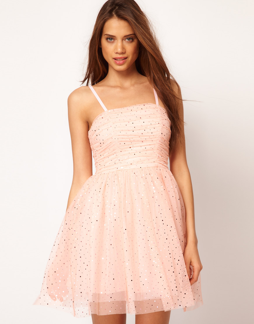 Asos Party Dress In Sequin Mesh in Pink | Lyst