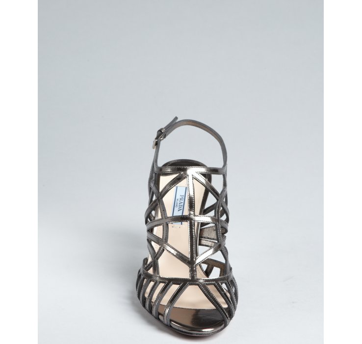 Prada Anthracite Leather Strappy Sandals in Gray (anthracite) | Lyst  
