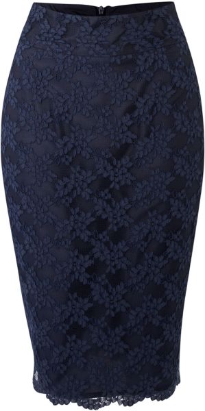 Untold Lace Pencil Skirt in Blue (navy) | Lyst