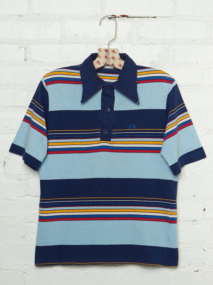 Lyst - Free people Vintage Hang Ten Striped Polo Shirt in Blue