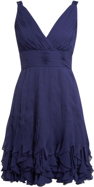 Js Collections Wrap Over Strap Ruffle Hem Dress in Blue (royal) | Lyst