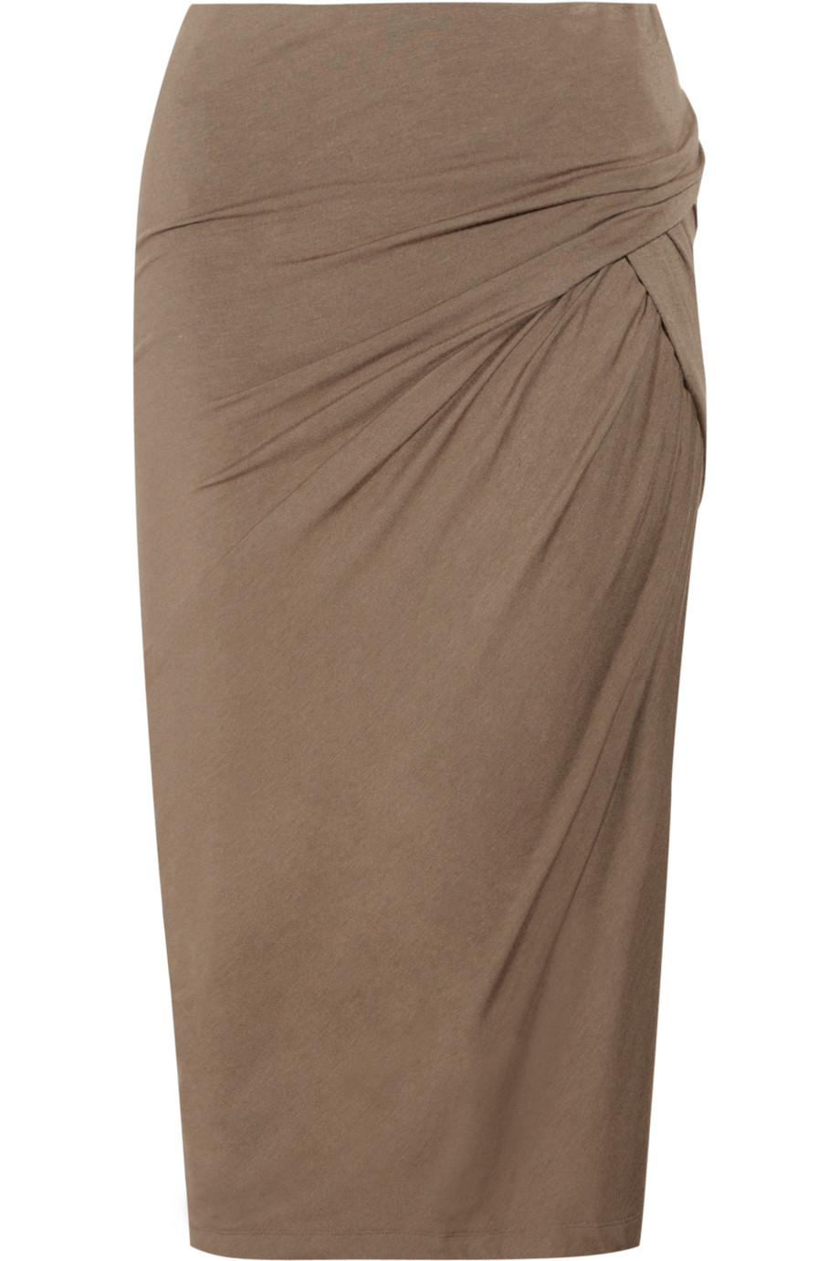 Donna karan Stretch-jersey Pencil Skirt in Brown | Lyst