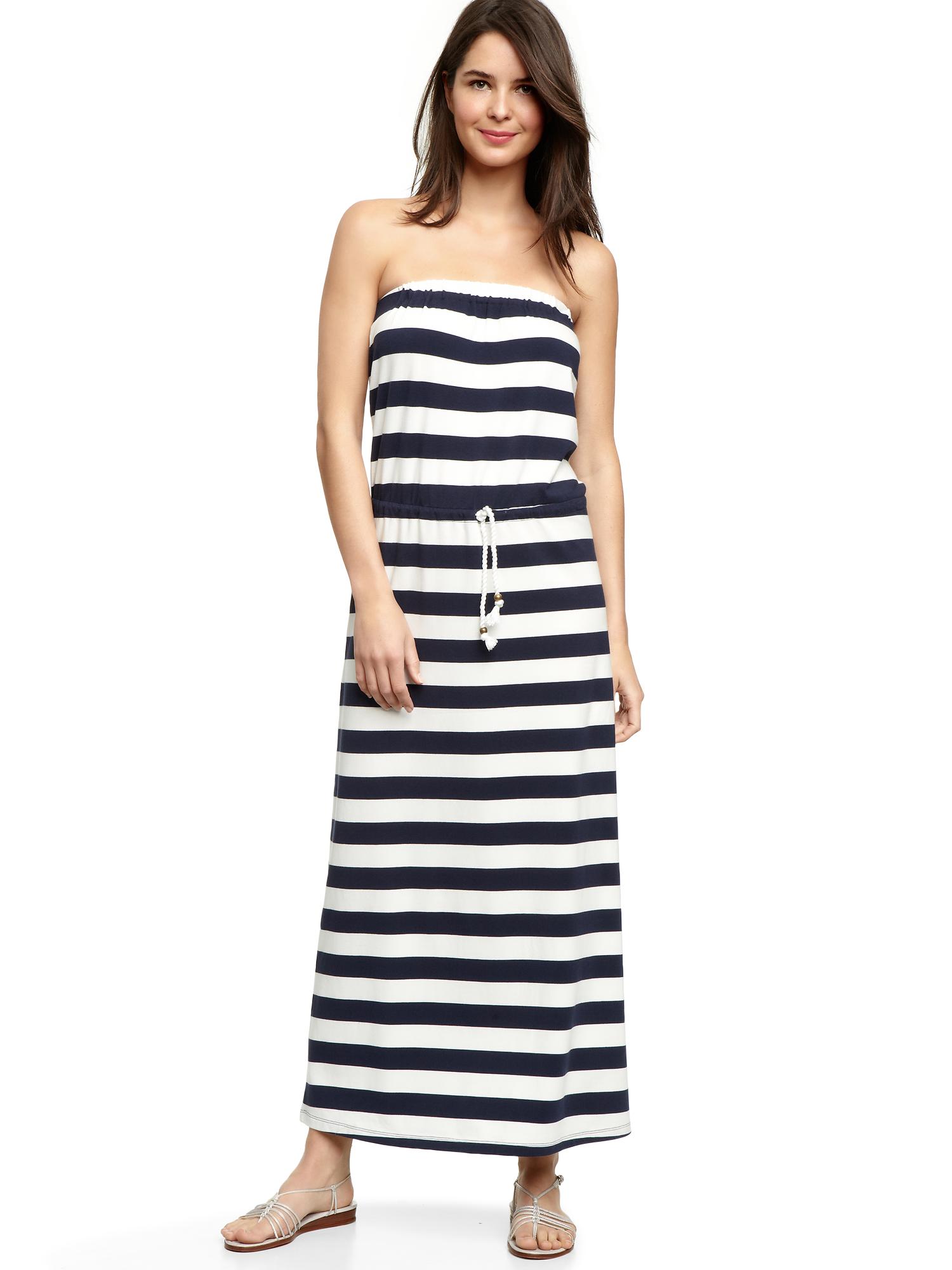 Gap Strapless Striped Maxi Dress in Blue (navy & white stripe) | Lyst