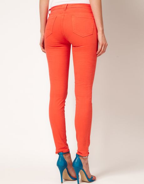 J Brand J Brand 811 Mid Rise Skinny Ankle Jean in Tangerine in Orange ...