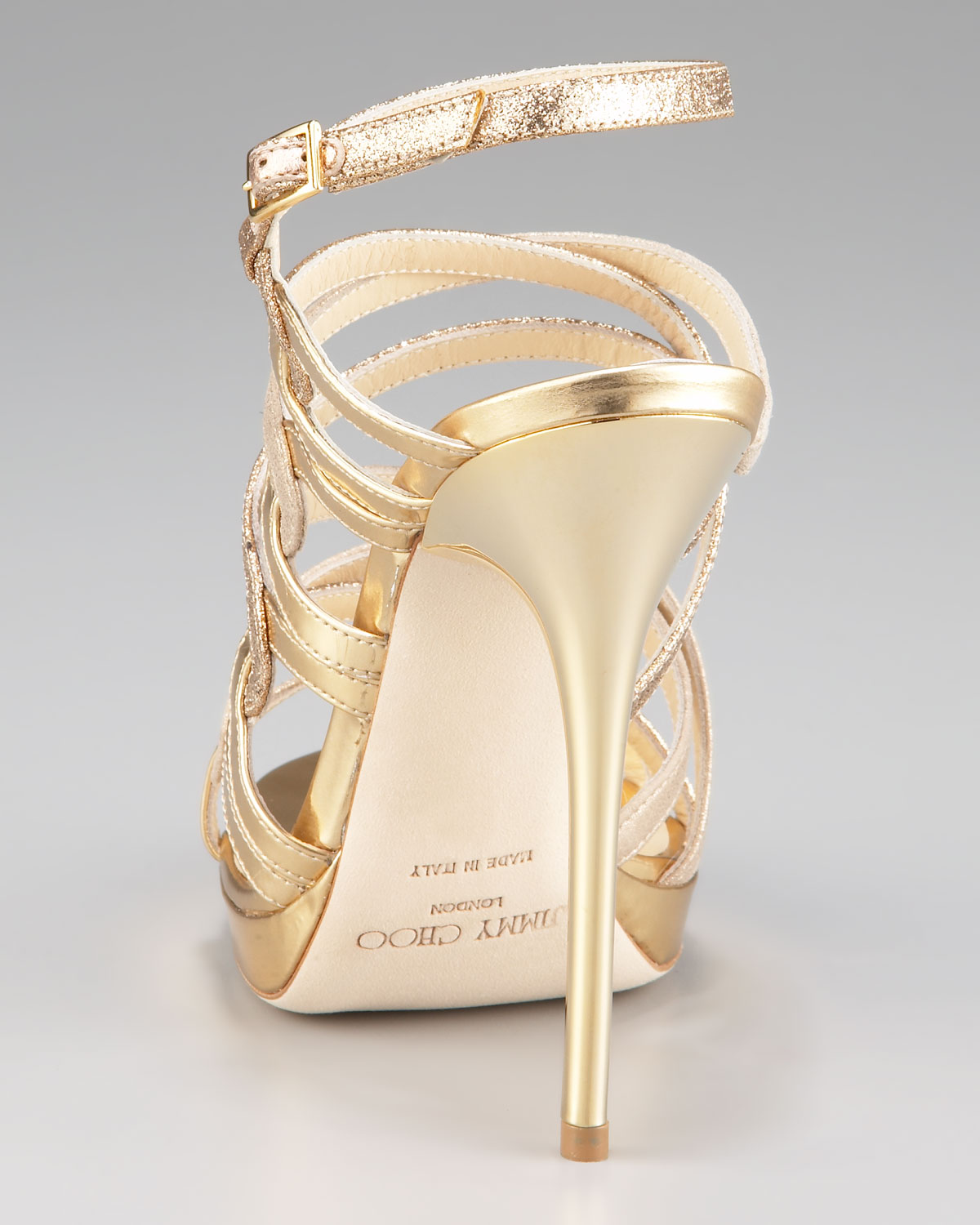 Lyst - Jimmy choo Tri-shine Strappy Platform Sandal in Metallic