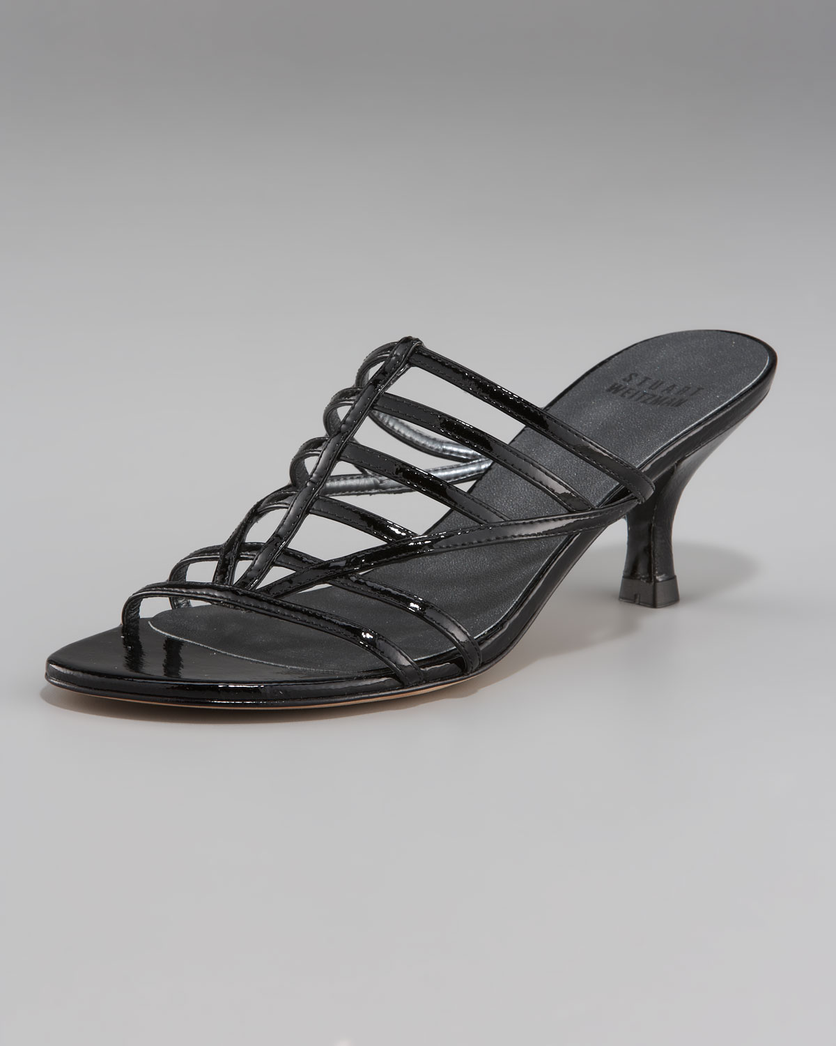 Lyst - Stuart Weitzman Kitten-heel Strappy Slide in Black