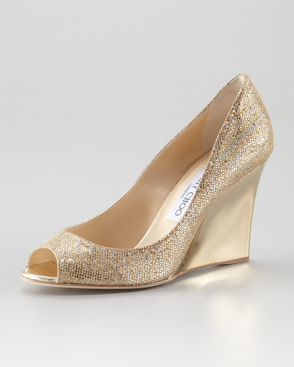 Lyst - Jimmy choo Baxen Glitter Mirrored Wedge in Metallic