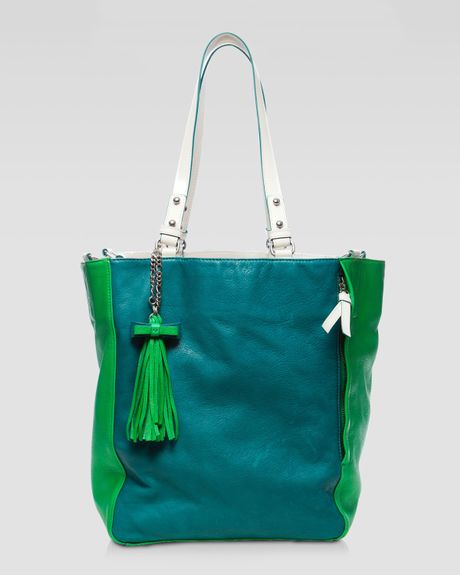 Nanette Lepore Colorblock Leather Tote in Blue (mint teal) | Lyst