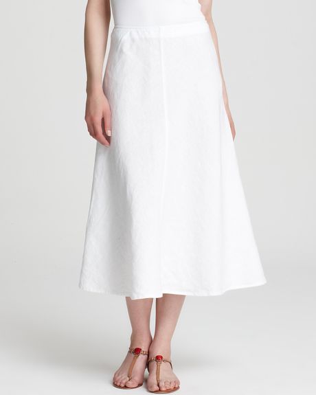 Eileen Fisher Bias Linen Maxi Skirt in White | Lyst