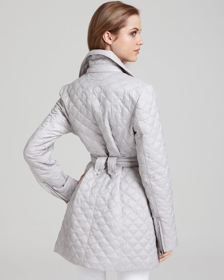 Laundry By Shelli Segal Quilted Coat in Gray (pebble) | Lyst