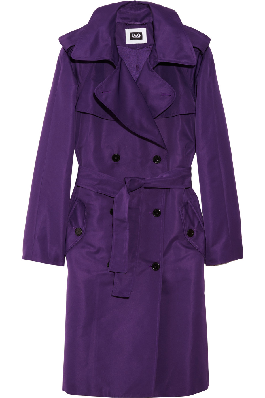 Dolce & gabbana Double-Beasted Sateen Trench Coat in Purple | Lyst