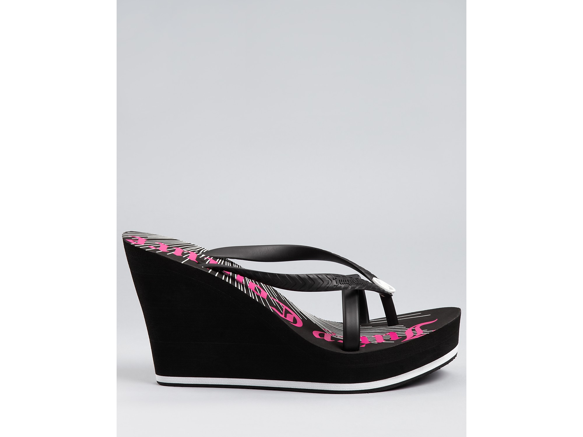Lyst Juicy Couture Sandals Lara High Wedge Thong in Black