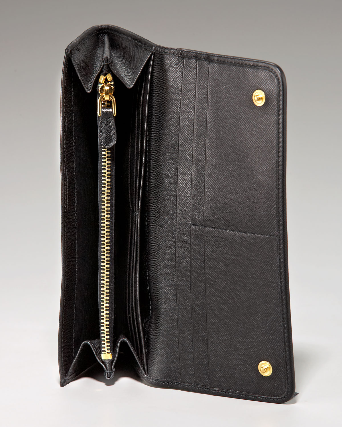 Prada Tessuto and Saffiano Flap Wallet in Black (nero) | Lyst  